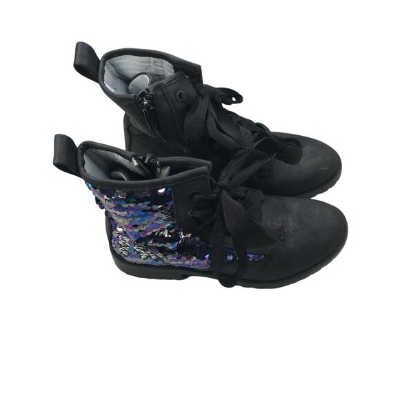Cat And Jack Girls Sparkle Sequins Boots Size 2 Black New Without Tags - Picture 1 of 11